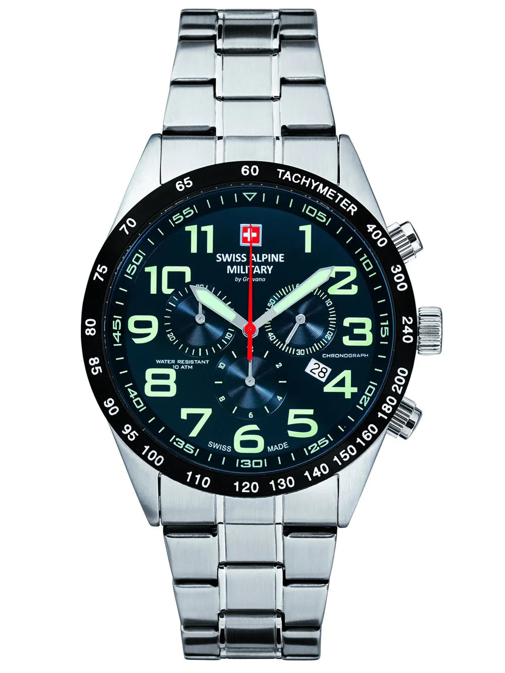 Swiss Alpine Military 7047.9135 Chronograph Mens Watch 45mm 10ATM