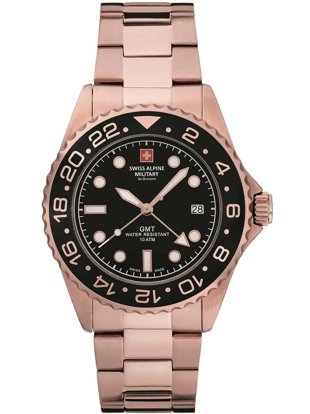 Swiss Alpine Military 7052.1167 GMT diver Mens Watch 42mm 10ATM