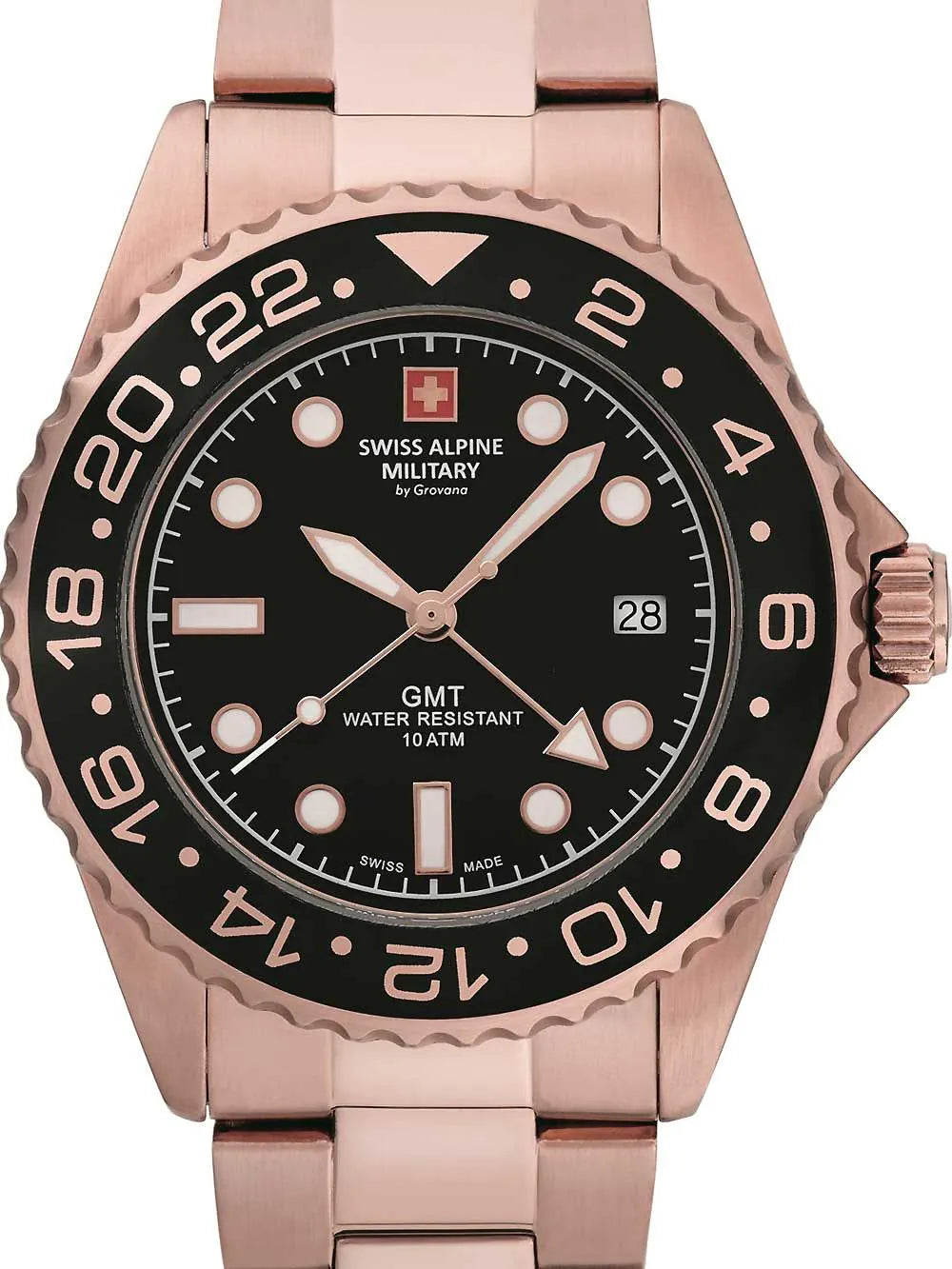 Swiss Alpine Military 7052.1167 GMT diver Mens Watch 42mm 10ATM