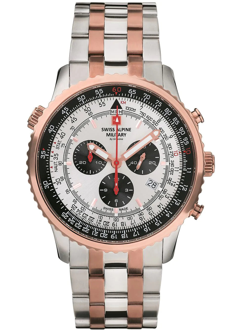 Swiss Alpine Military 7078.9152 Chronograph Mens Watch 45mm 10ATM