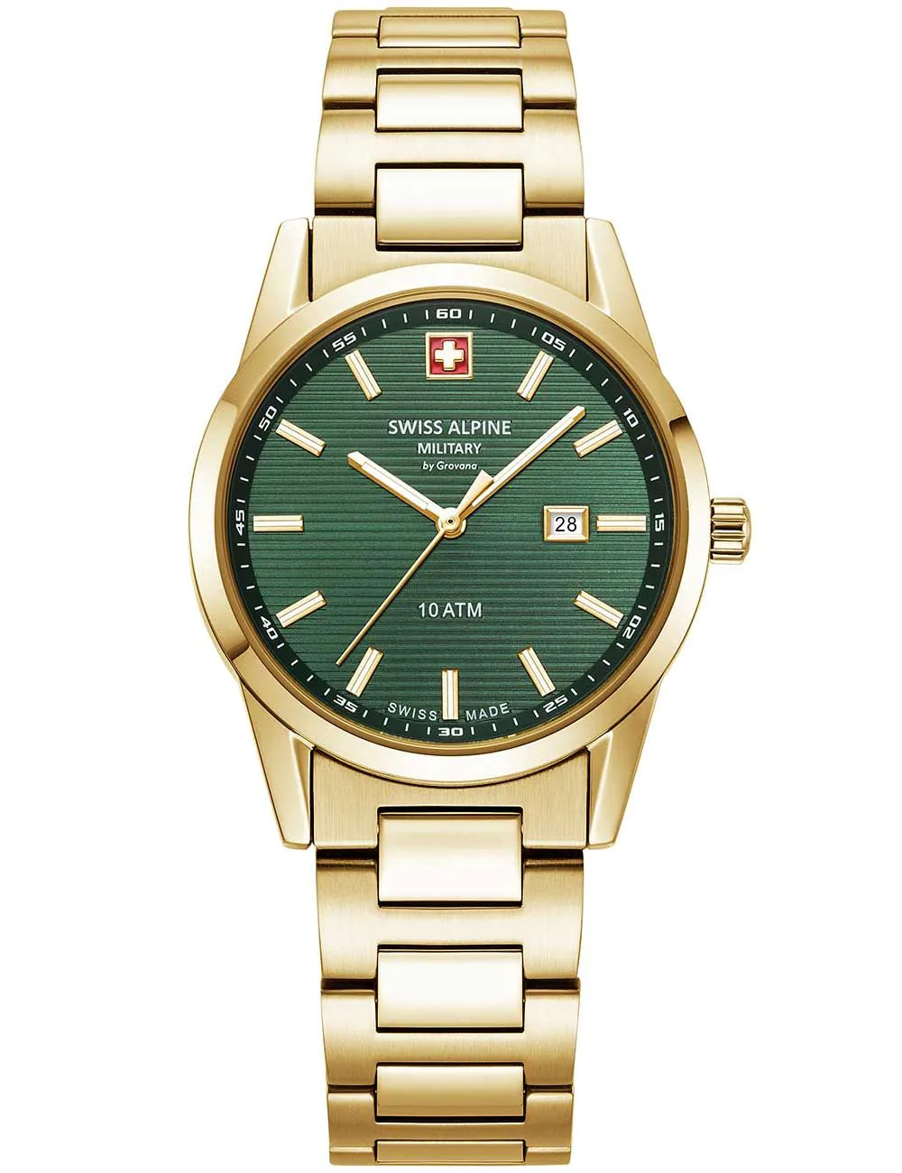 Swiss Alpine Military 7767.1114 Ladies Watch Argos gold green 34mm 10ATM