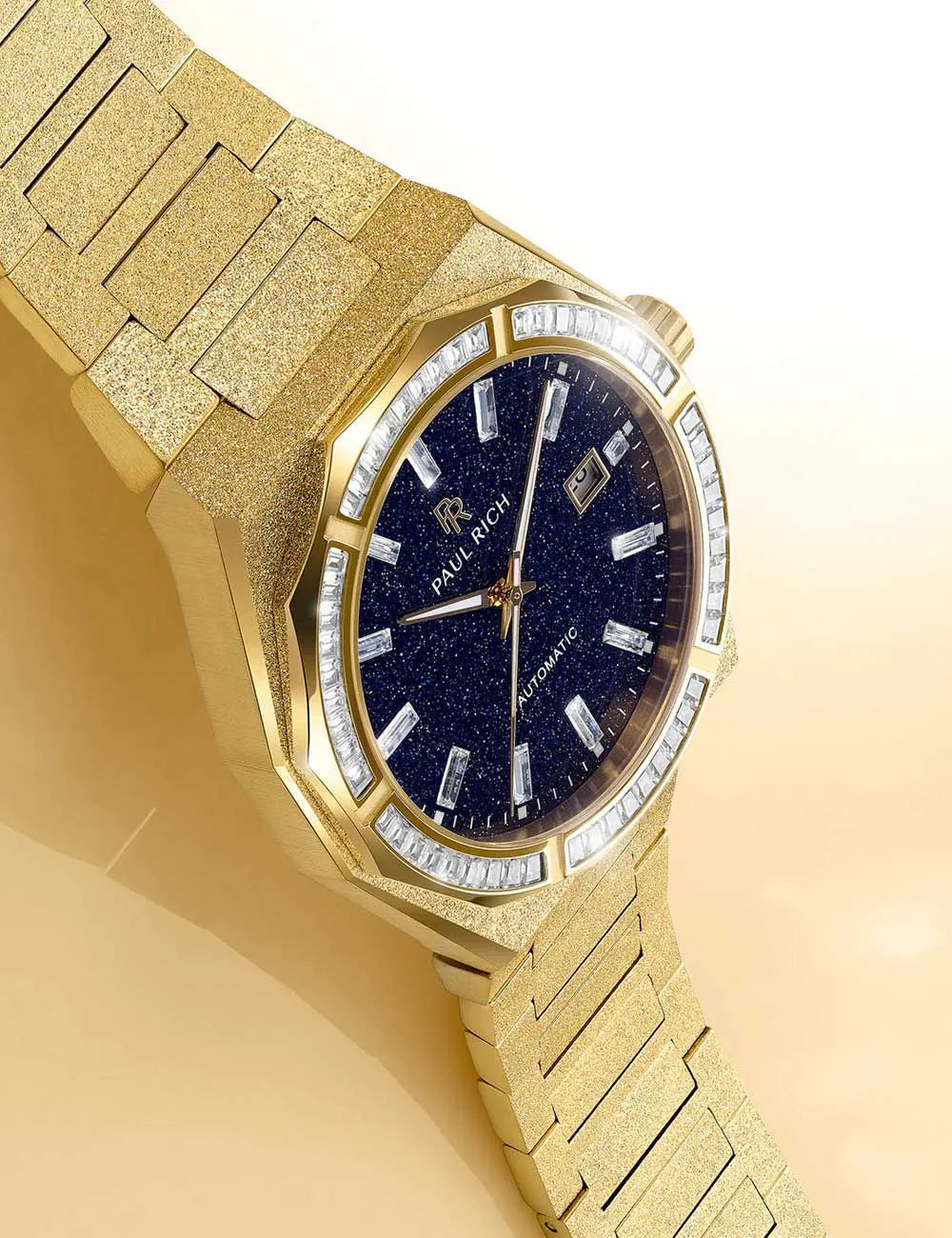 Paul Rich PR-46705 Mens Watch Moissanite Frosted Star Dust II Gold 43mm 5ATM