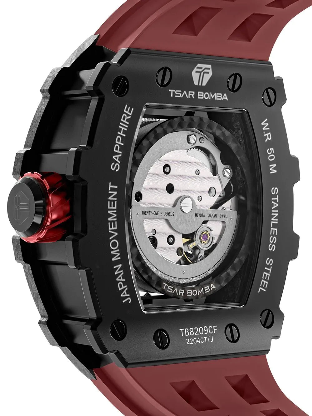 Tsar Bomba TB8209CF-02 Mens Watch Elementar Carbon Fiber Automatic 44mm 5ATM