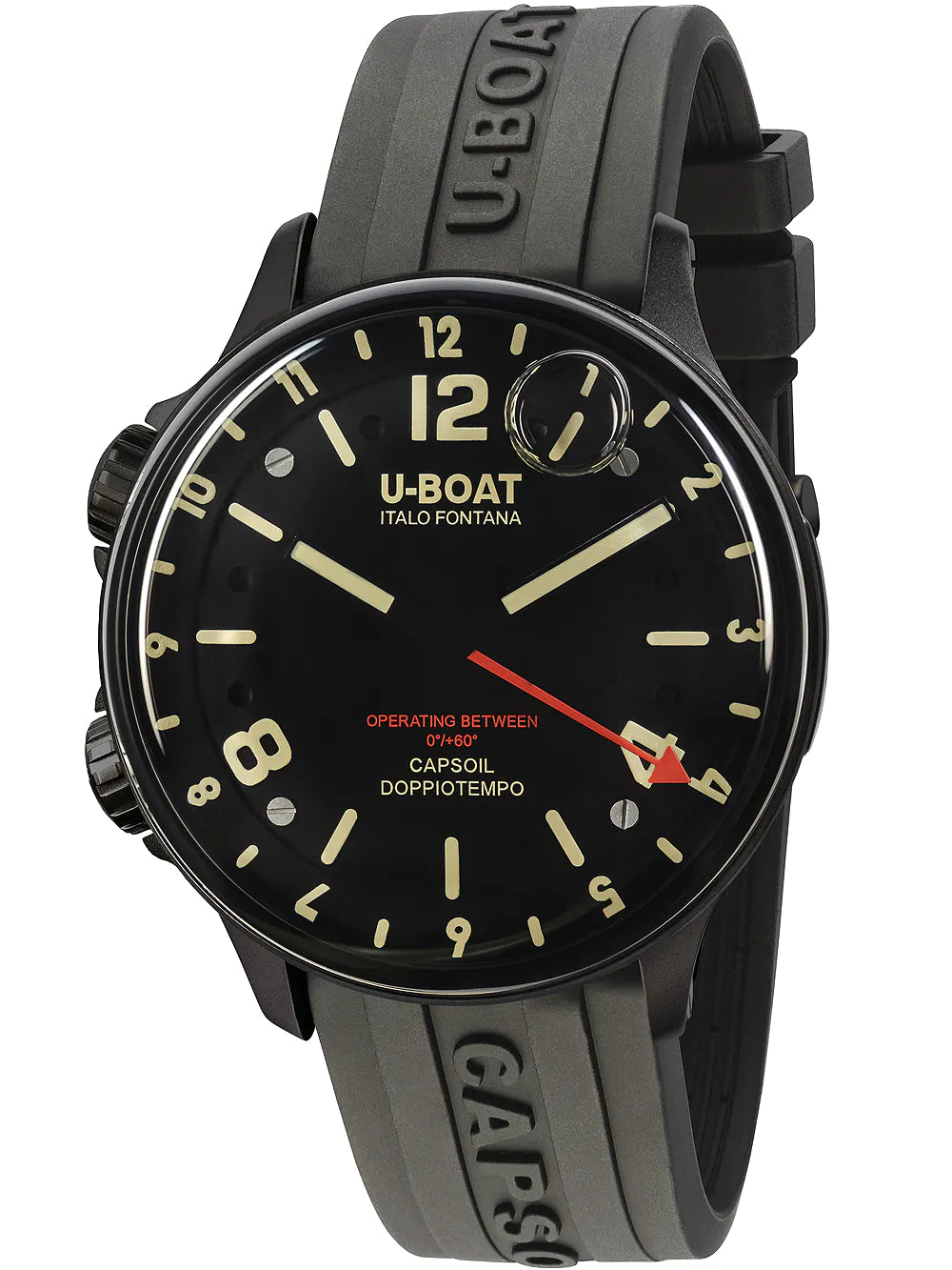 U-Boat 8770/A Capsoil Qs. Doppiotempo DLC GMT Mens Watch 45mm 10ATM