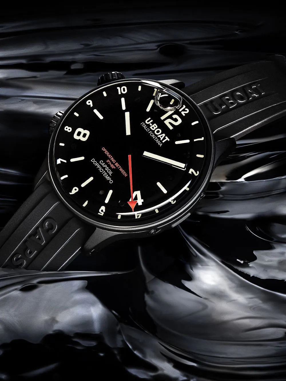 U-Boat 8770/A Capsoil Qs. Doppiotempo DLC GMT Mens Watch 45mm 10ATM