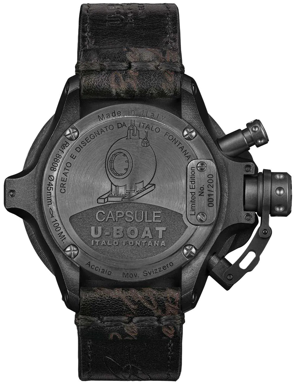 U-Boat 8808 Mens Watch Capsule PVD BK BL Automatic 45mm