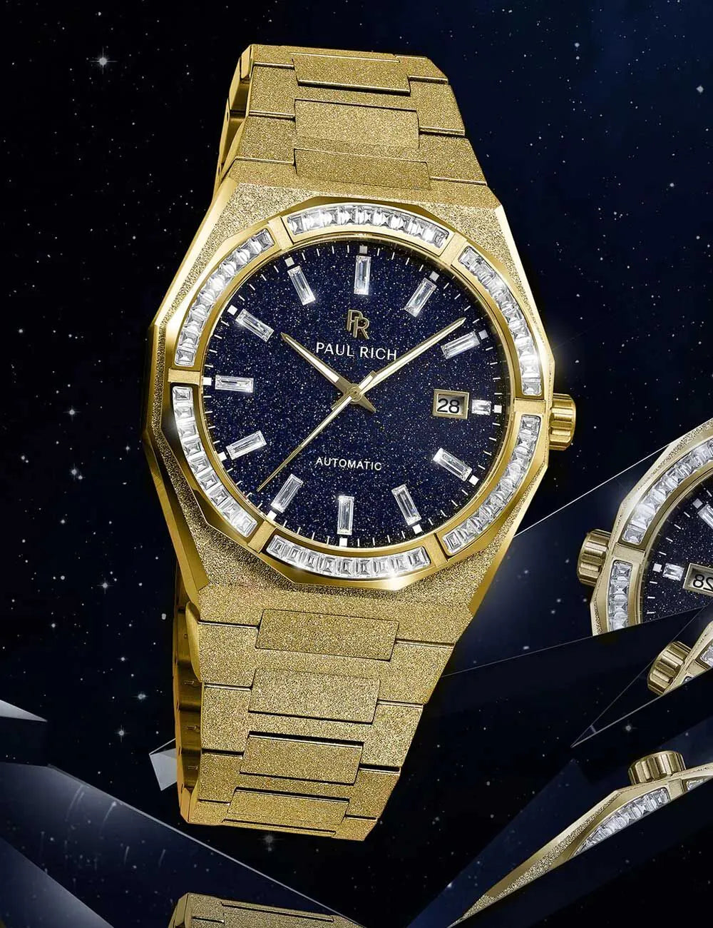Paul Rich PR-46705 Mens Watch Moissanite Frosted Star Dust II Gold 43mm 5ATM