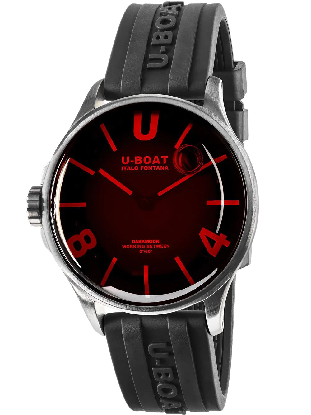 U-Boat 9305 Darkmoon SS Red Glass Mens Watch 40mm 5ATM