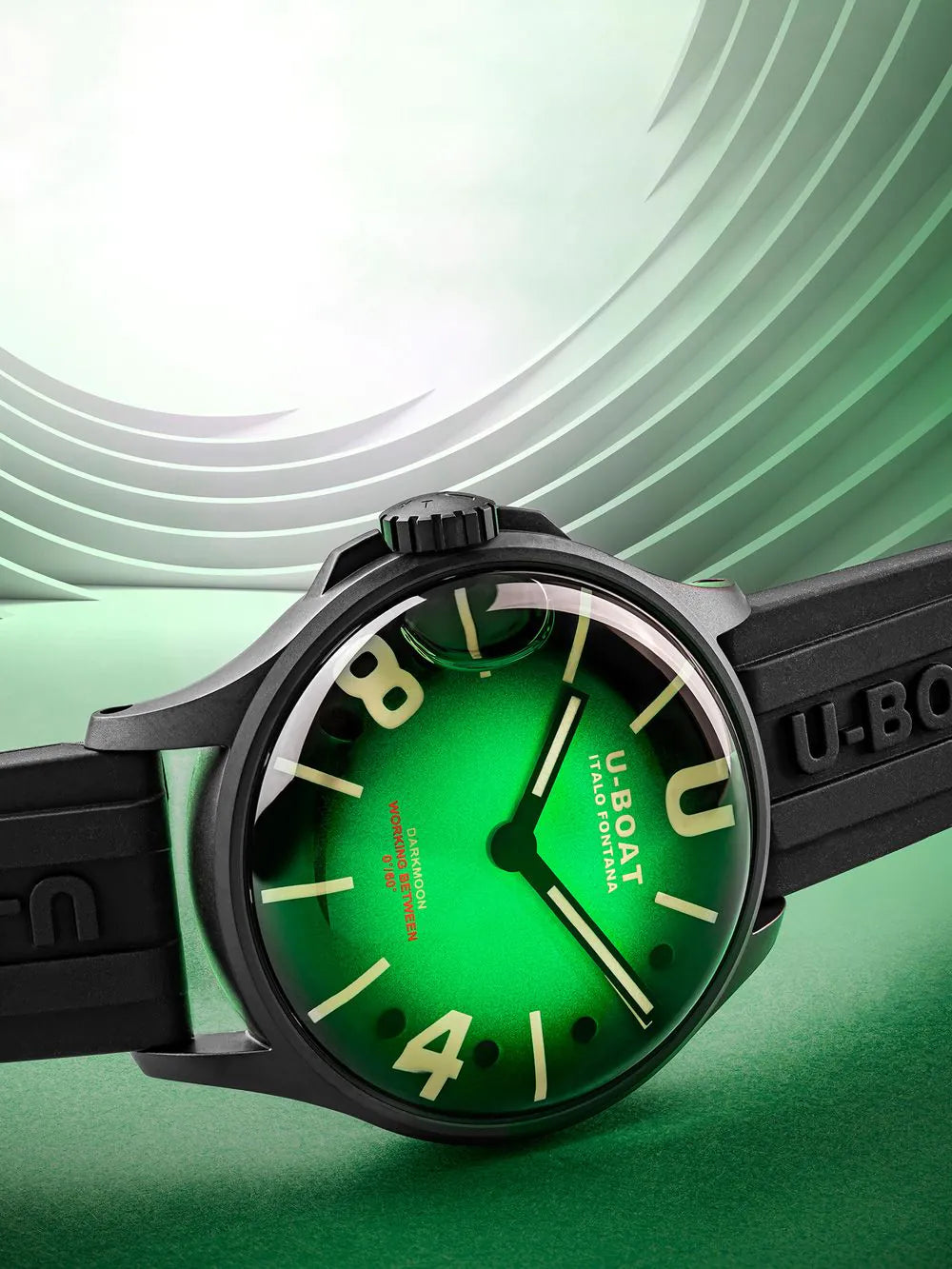 U-Boat 9503/A Darkmoon Green PVD Soleil Mens Watch 40mm 5ATM