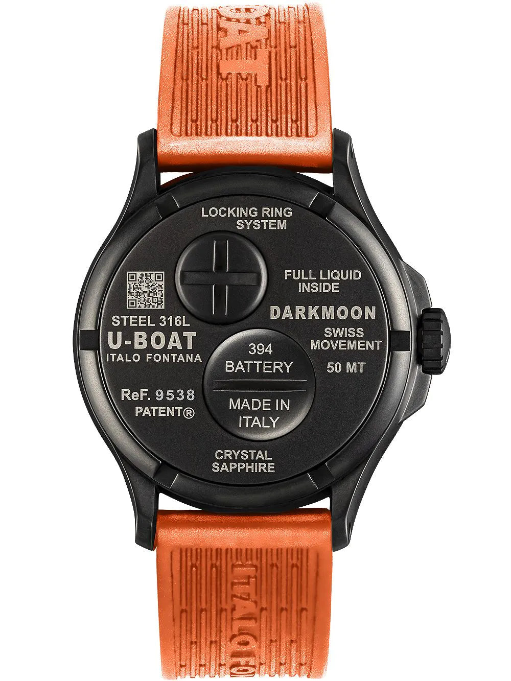 U-Boat 9538 Darkmoon Orange IPB Mens Watch 44mm 5ATM