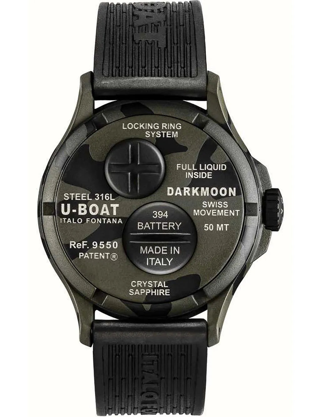 U-Boat 9550 Darkmoon Grey Camouflage Mens Watch 44mm 5ATM