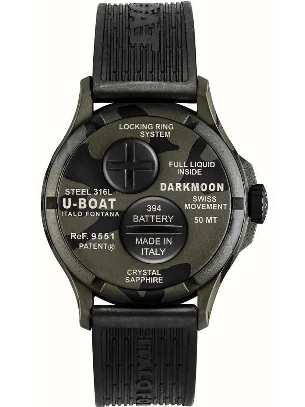 U-Boat 9551 Darkmoon Grey Camouflage Mens Watch 40mm 5ATM