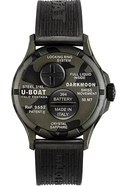 U-Boat 9552 Darkmoon Grey Camouflage Mens Watch 40mm 5ATM