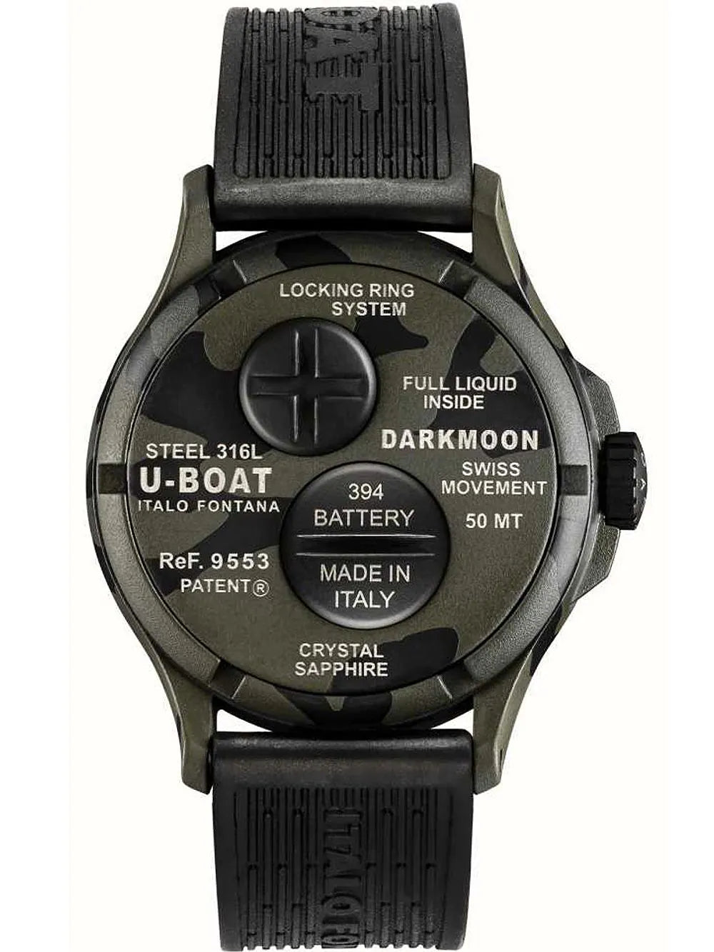 U-Boat 9553 Darkmoon Grey Camouflage Mens Watch 44mm 5ATM