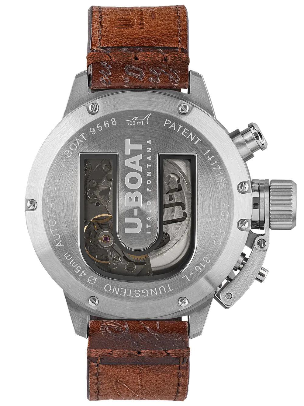 U-Boat 9568/A Classico 45 mm Tungsteno CAS 2 Mens Watch Automatic Chronograph 10ATM