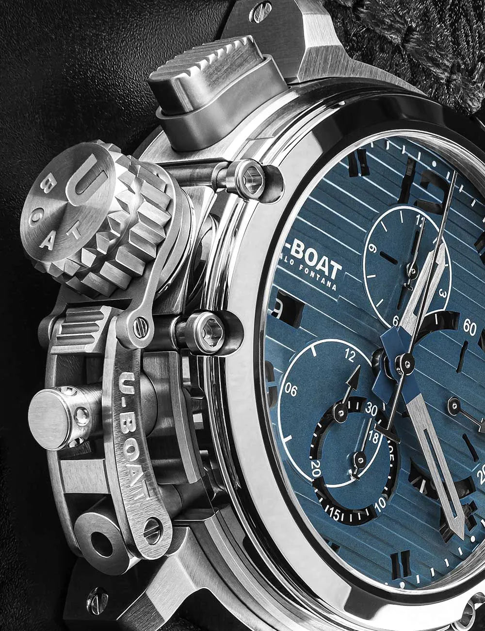 U-Boat 9589 Mens Watch Chimera 46mm Chrono SS Blue Automatic 10ATM
