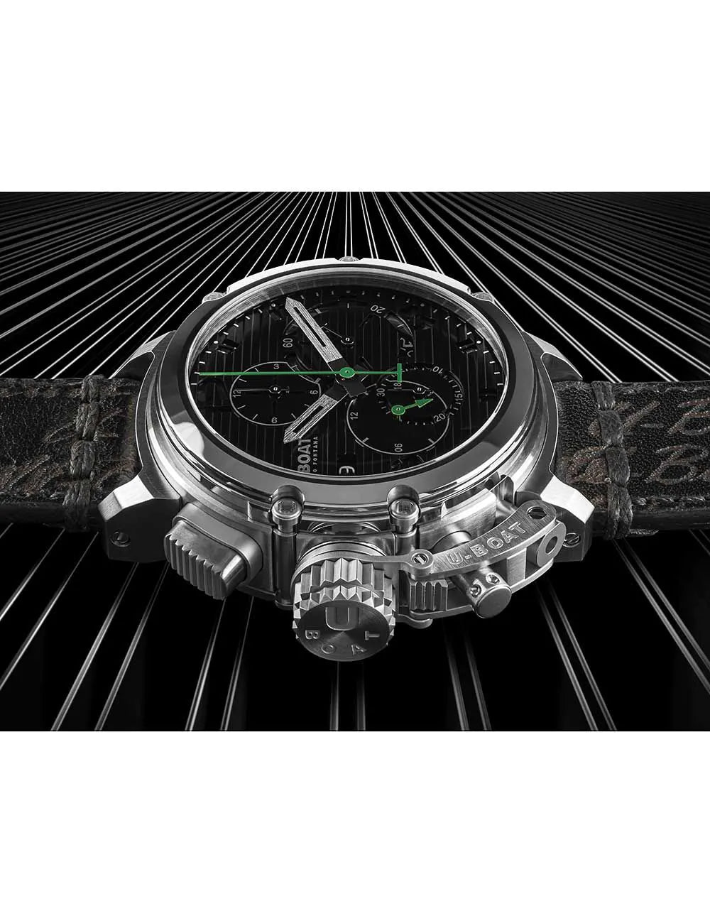U-Boat 9592 Mens Watch Chimera 46mm Chrono SS Black Automatic 10ATM