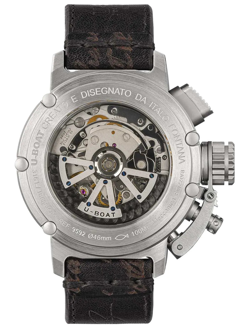 U-Boat 9592 Mens Watch Chimera 46mm Chrono SS Black Automatic 10ATM