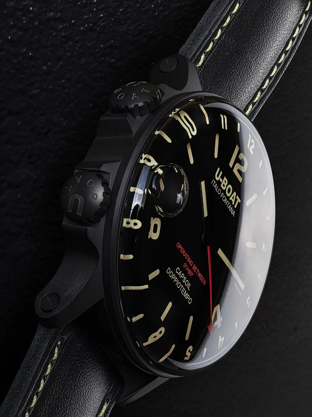 U-Boat 9671 Capsoil Doppiotempo DLC GMT Mens Watch 55mm 10ATM