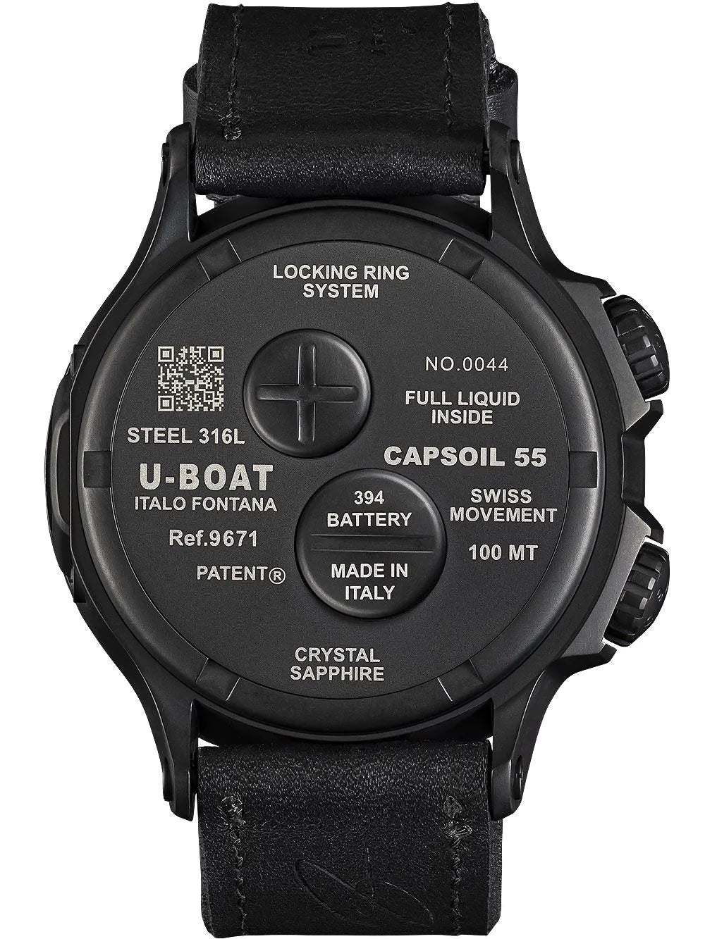 U-Boat 9671 Capsoil Doppiotempo DLC GMT Mens Watch 55mm 10ATM