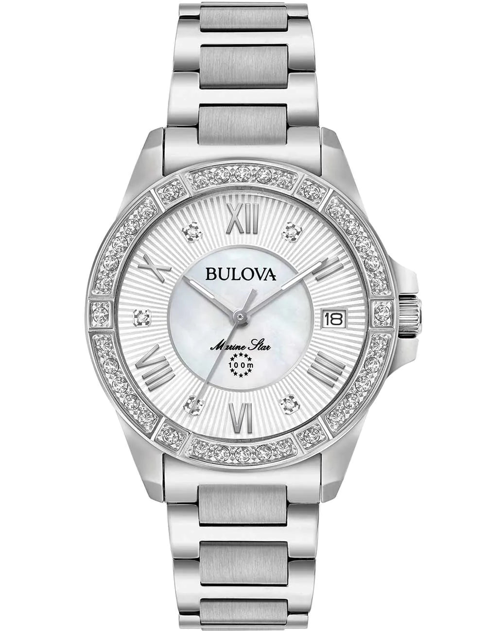 Bulova 96R232 Ladies Watch Marine Star Diamond 32mm 10ATM