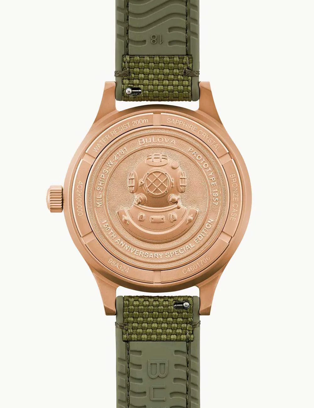 Bulova 98A324 Mens Watch MIL-SHIPS Bronze 150th Anniversary 41mm 20ATM