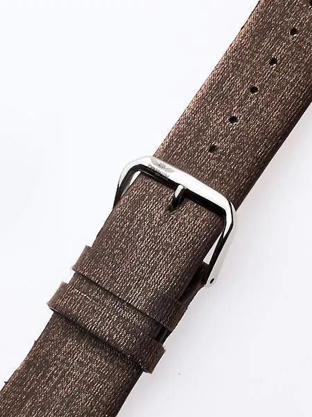 Perigaum Textile-leather-strap 28 x 170 mm Brown Silver Clasp