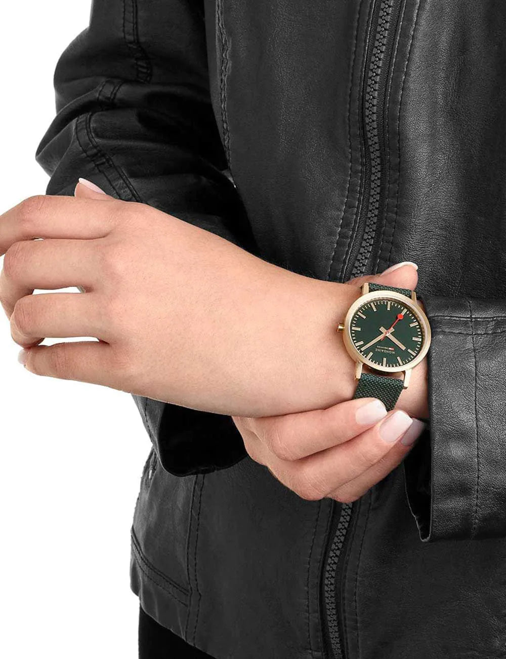 Mondaine A660.30314.60SBS Ladies Watch Classic Green And Gold 36mm 3ATM