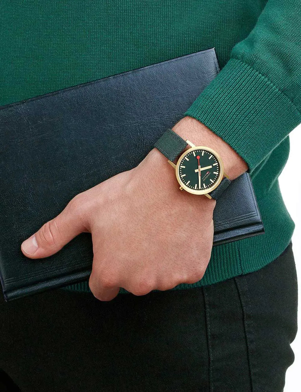 Mondaine A660.30314.60SBS Ladies Watch Classic Green And Gold 36mm 3ATM