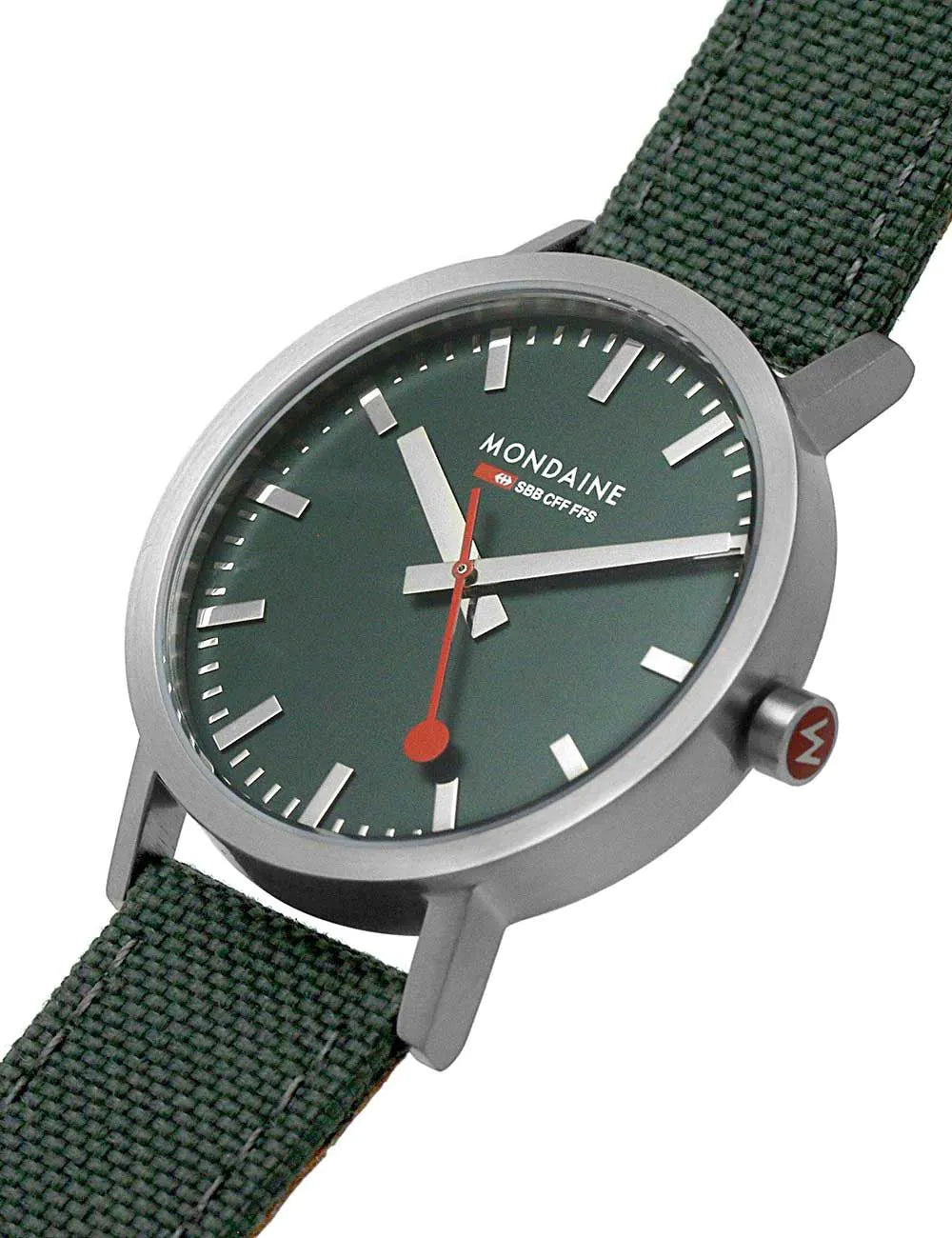 Mondaine A660.30360.60SBF Mens Watch Classic SBB recyc. Textile 40mm 3ATM