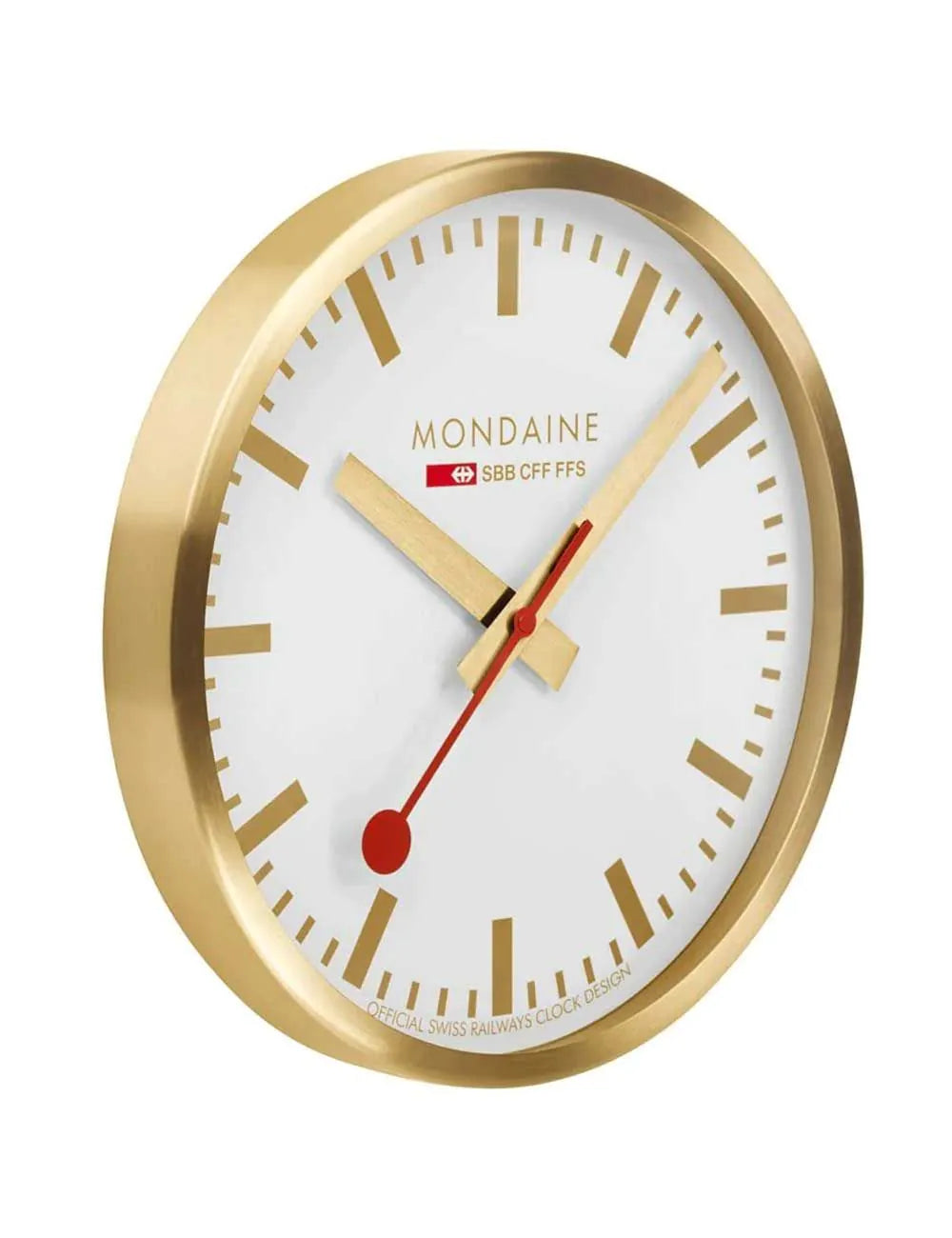 Mondaine A995.CLOCK.17SBG goldene Wand-, Bahnhofsuhr 40 cm aus Aluminium