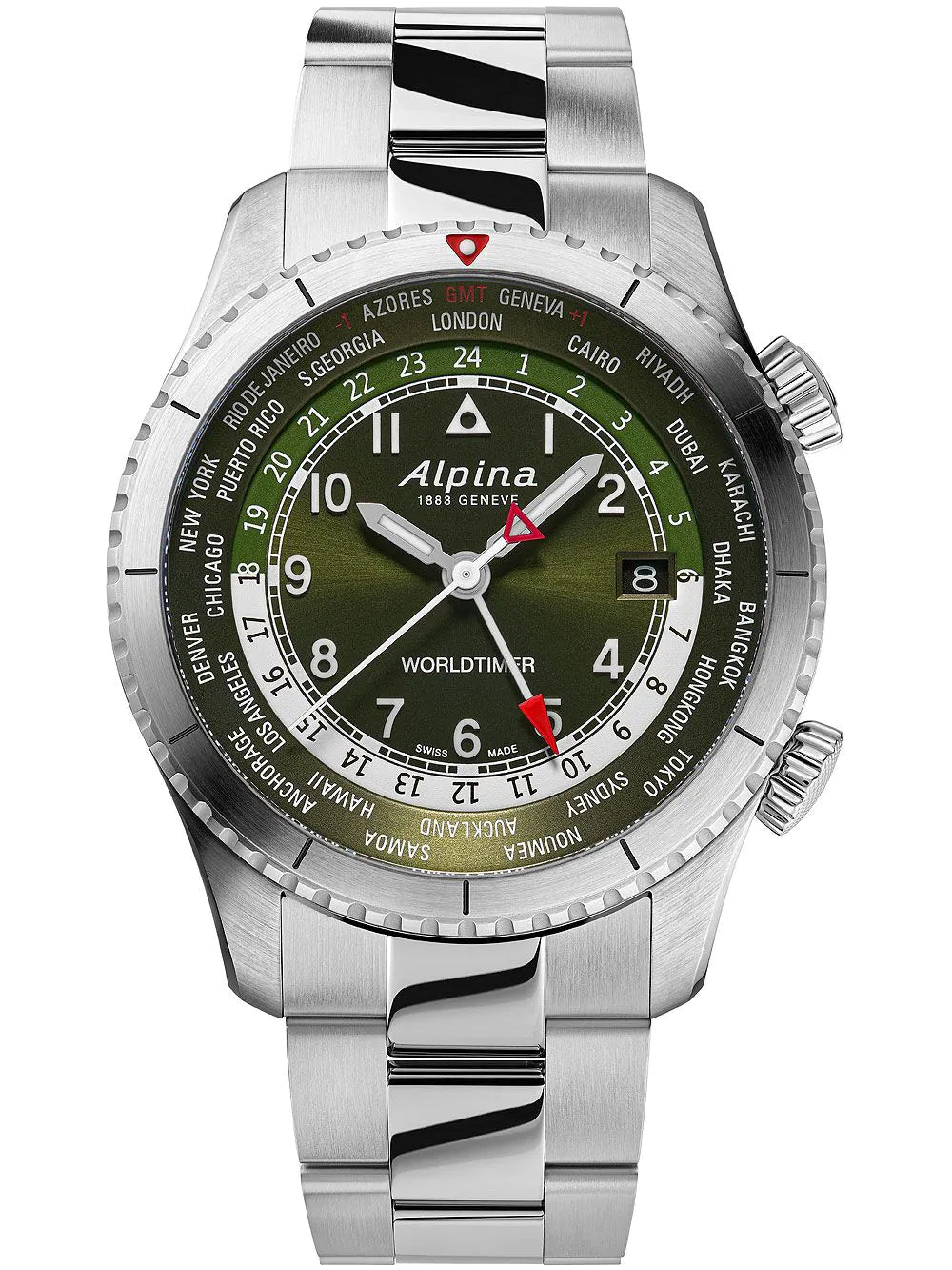 Alpina AL-255GR4S26B Startimer Pilot Worldtimer Mens Watch