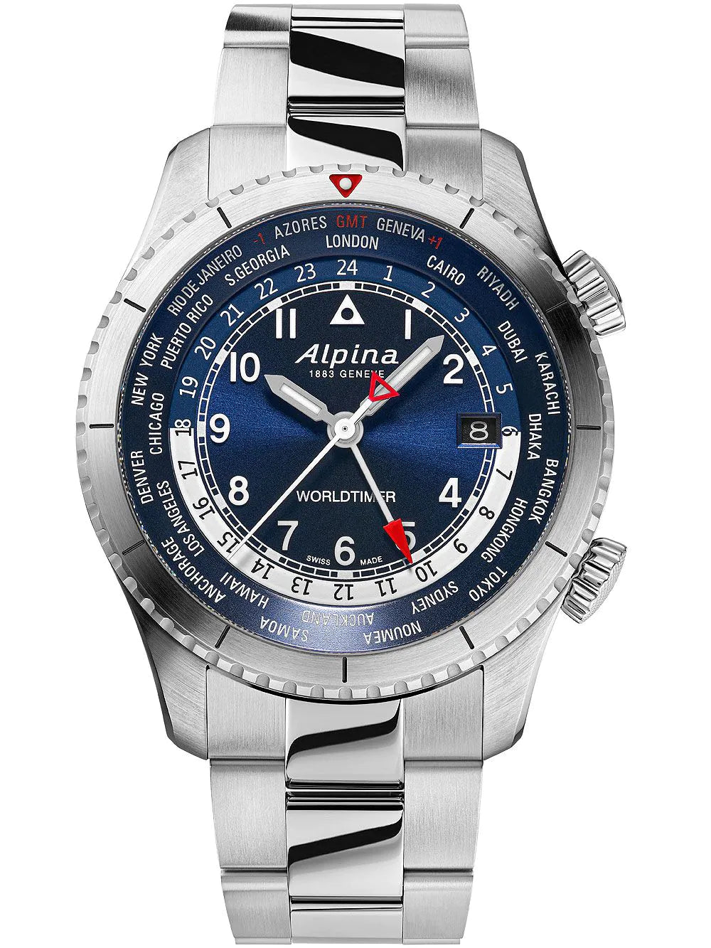 Alpina AL-255N4S26B Startimer Pilot Worldtimer Mens Watch