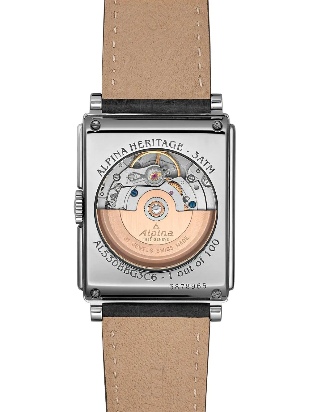 Alpina AL-530BBG3C6 Mens Watch Alpiner Vintage Carree Automatic Limited Edition 33mm 3ATM