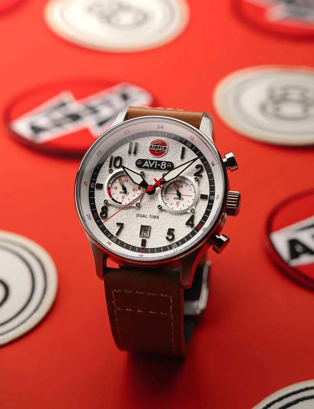 AVI-8 AV-4088-06 Mens Watch Hawker Hurricane Dual-Time Chronograph 43mm 5ATM