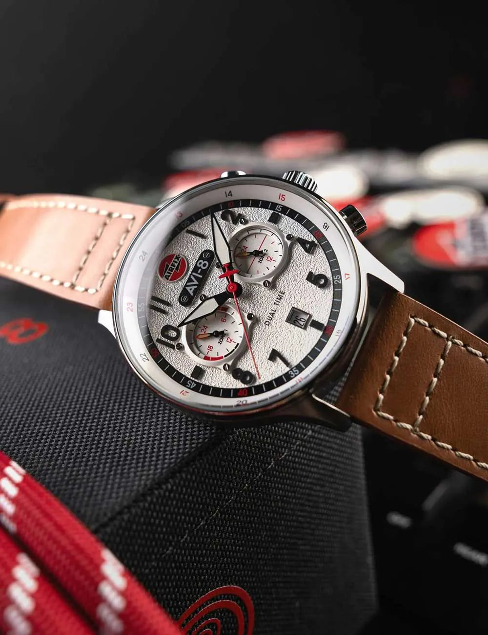 AVI-8 AV-4088-06 Mens Watch Hawker Hurricane Dual-Time Chronograph 43mm 5ATM