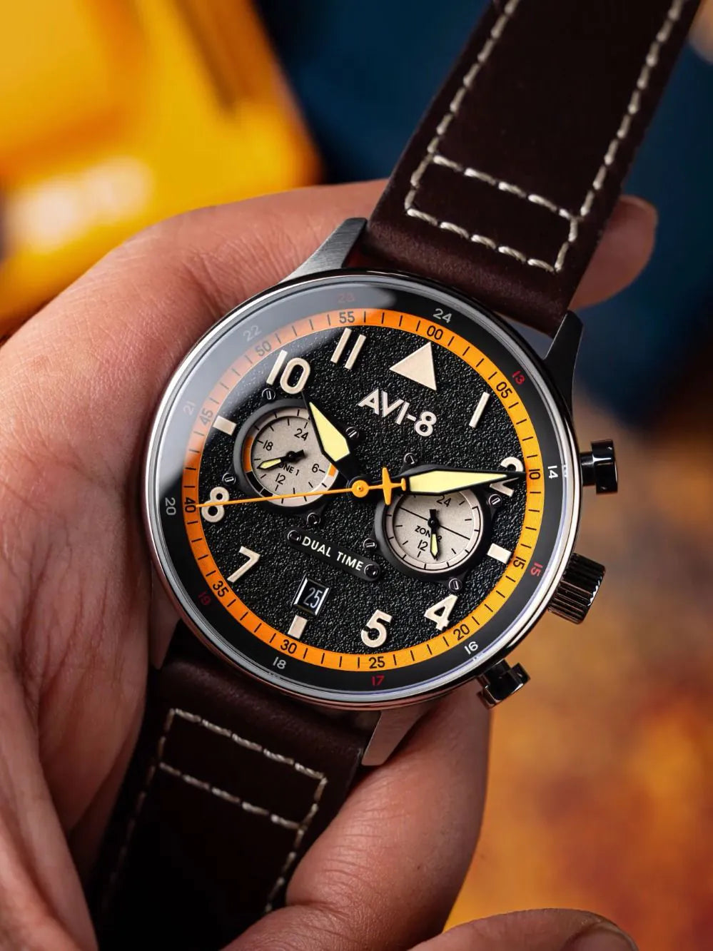 AVI-8 AV-4088-07 Mens Watch Hawker Hurricane Dual-Time 43mm 5ATM