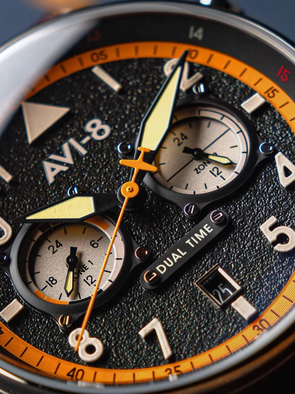 AVI-8 AV-4088-07 Mens Watch Hawker Hurricane Dual-Time 43mm 5ATM