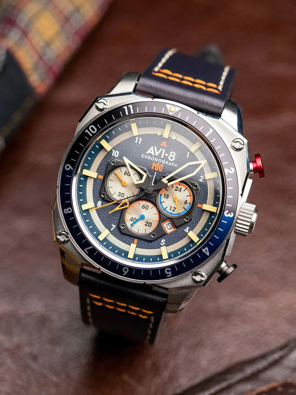 AVI-8 AV-4100-02 Mens Watch Hawker Hunter Dual Time Chronograph 43mm 5ATM