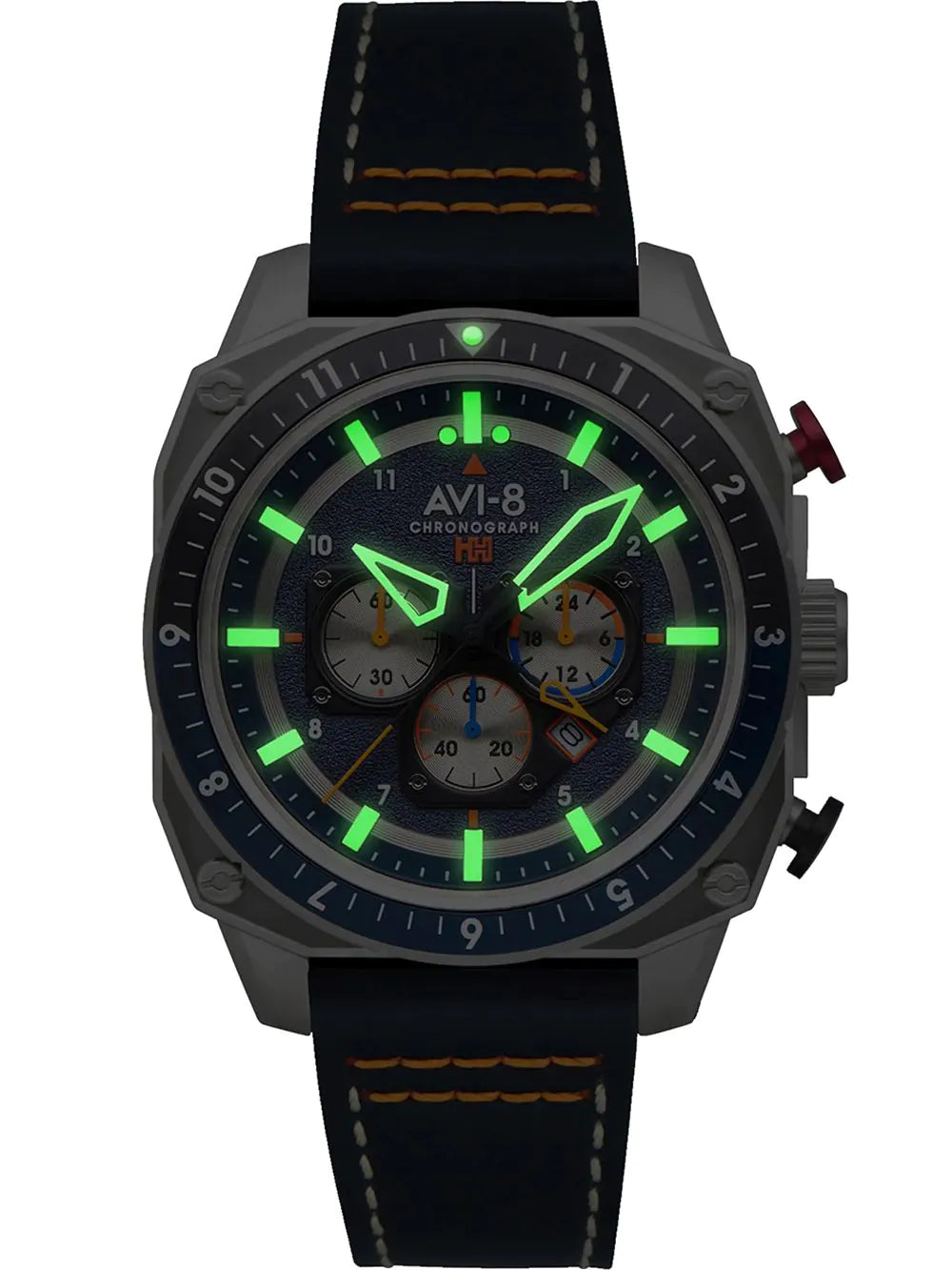 AVI-8 AV-4100-02 Mens Watch Hawker Hunter Dual Time Chronograph 43mm 5ATM