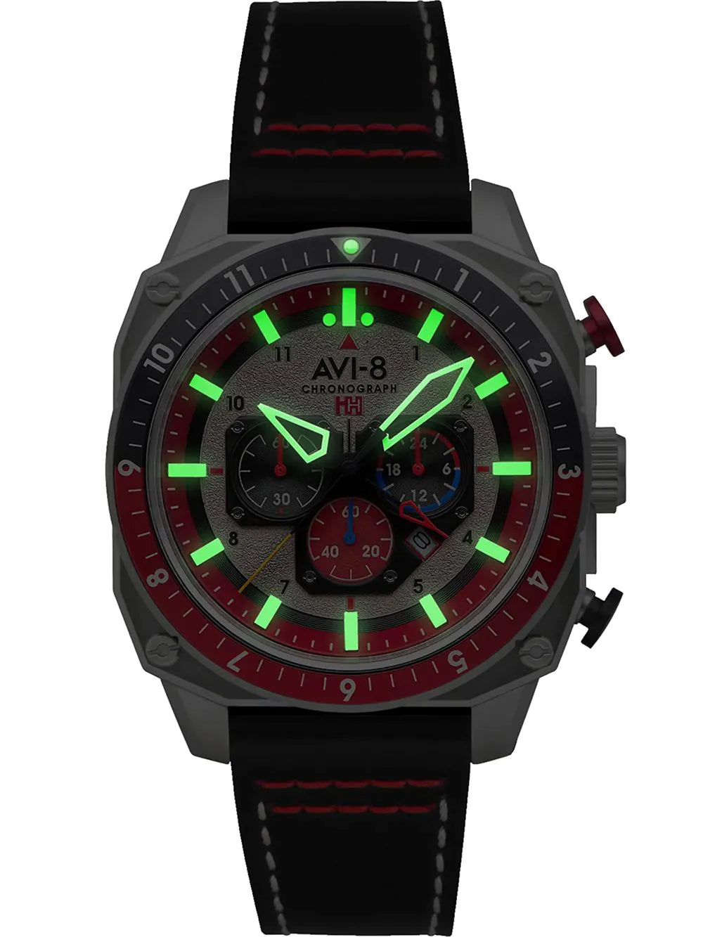 AVI-8 AV-4100-03 Mens Watch Hawker Hunter Dual Time Chronograph 43mm 5ATM