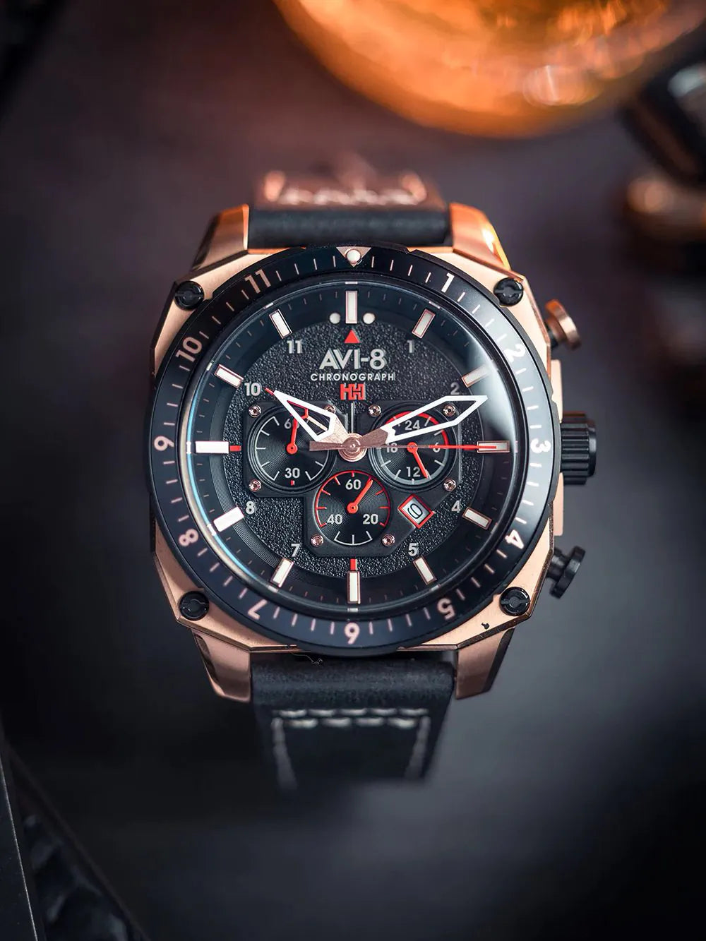 AVI-8 AV-4100-06 Mens Watch Hawker Hunter Dual Time Chronograph 43mm 5ATM