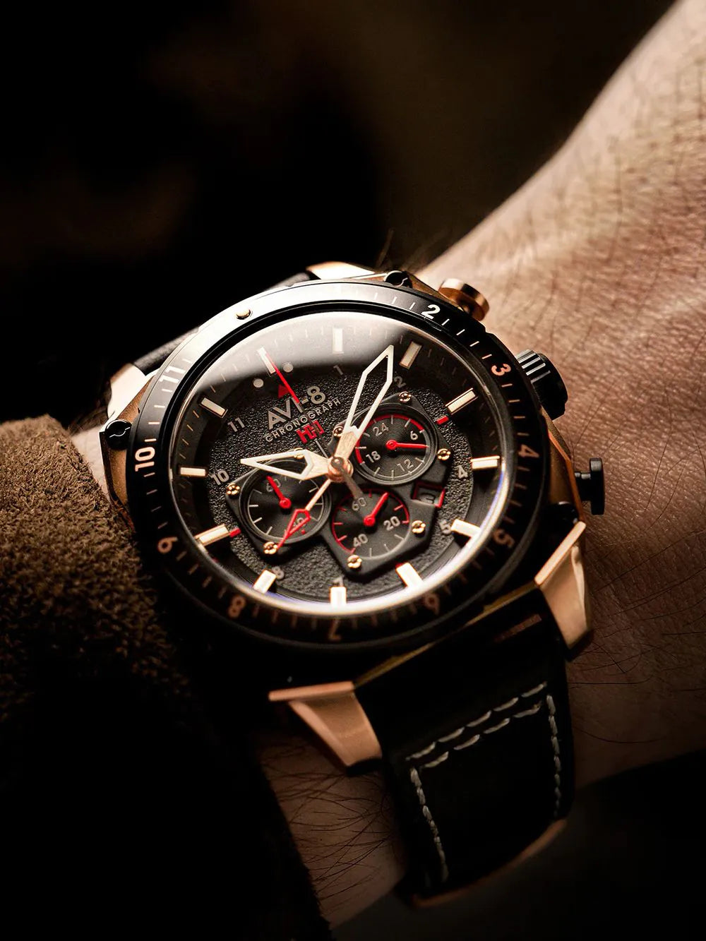 AVI-8 AV-4100-06 Mens Watch Hawker Hunter Dual Time Chronograph 43mm 5ATM