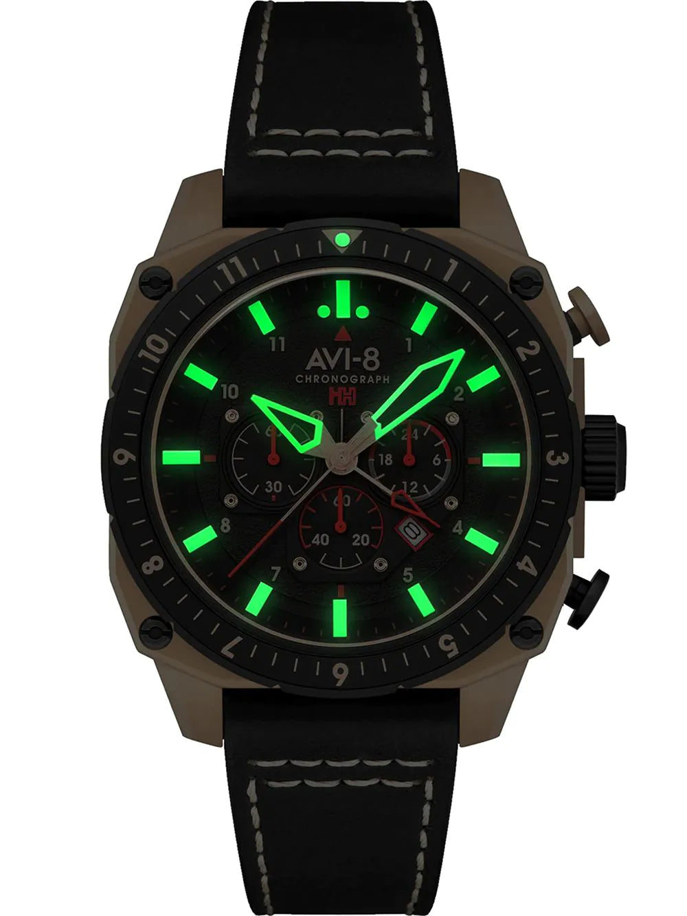 AVI-8 AV-4100-06 Mens Watch Hawker Hunter Dual Time Chronograph 43mm 5ATM
