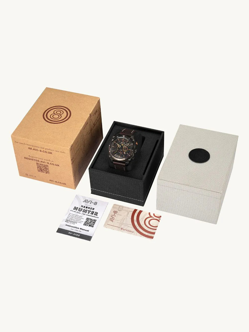 AVI-8 AV-4100-08 Mens Watch Hawker Hunter Dual Time Chronograph 43mm 5ATM