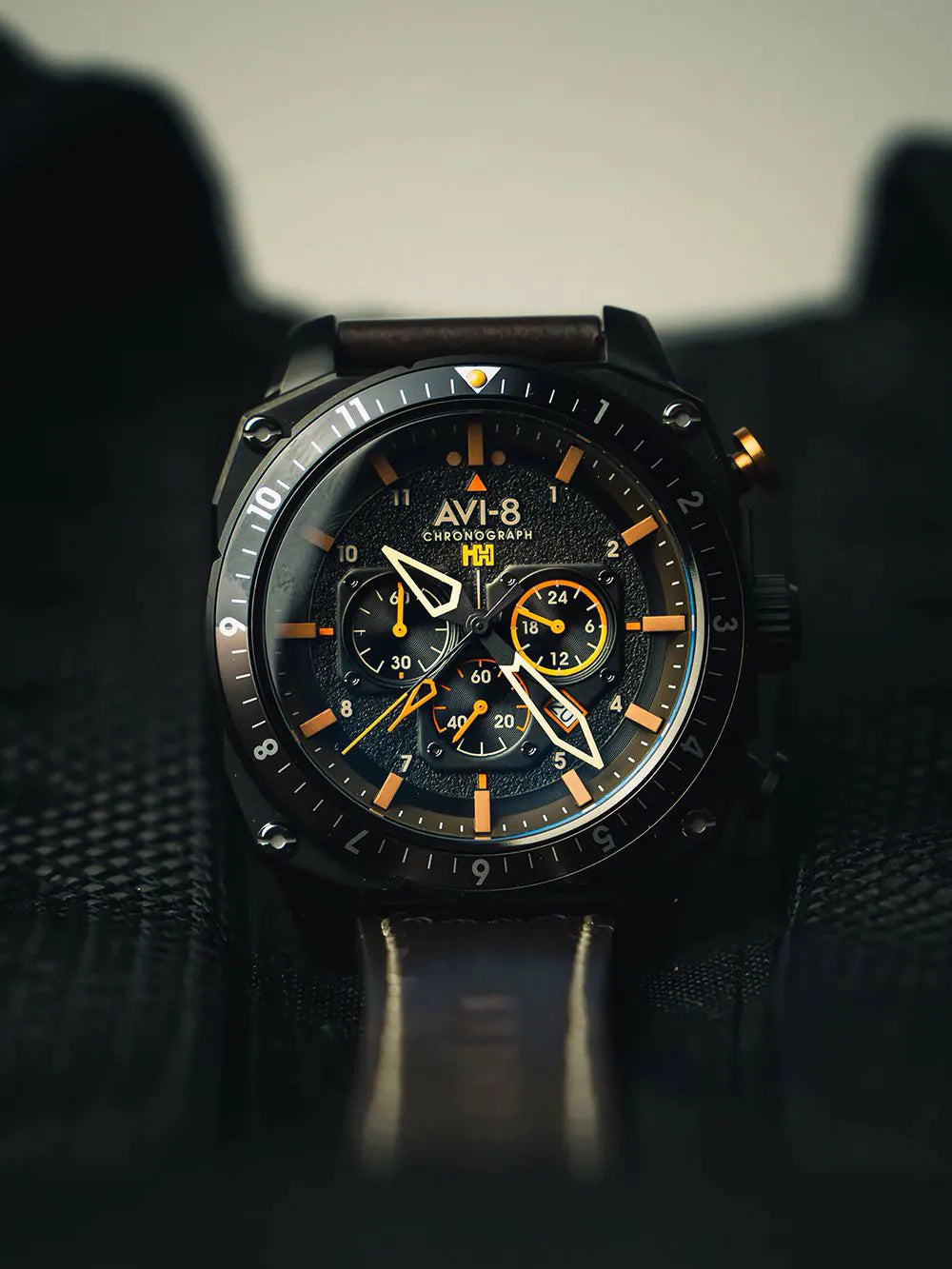 AVI-8 AV-4100-08 Mens Watch Hawker Hunter Dual Time Chronograph 43mm 5ATM