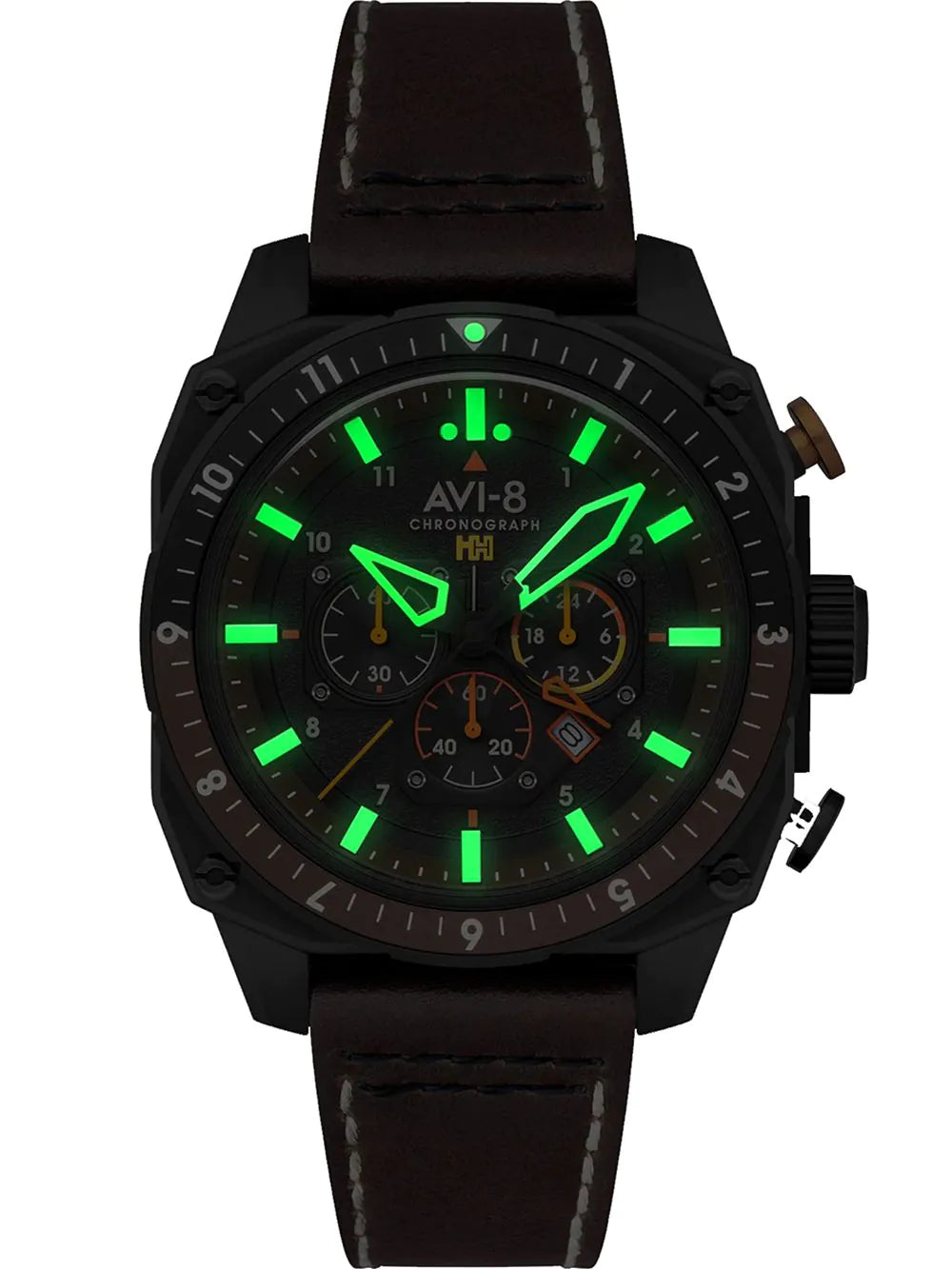 AVI-8 AV-4100-08 Mens Watch Hawker Hunter Dual Time Chronograph 43mm 5ATM