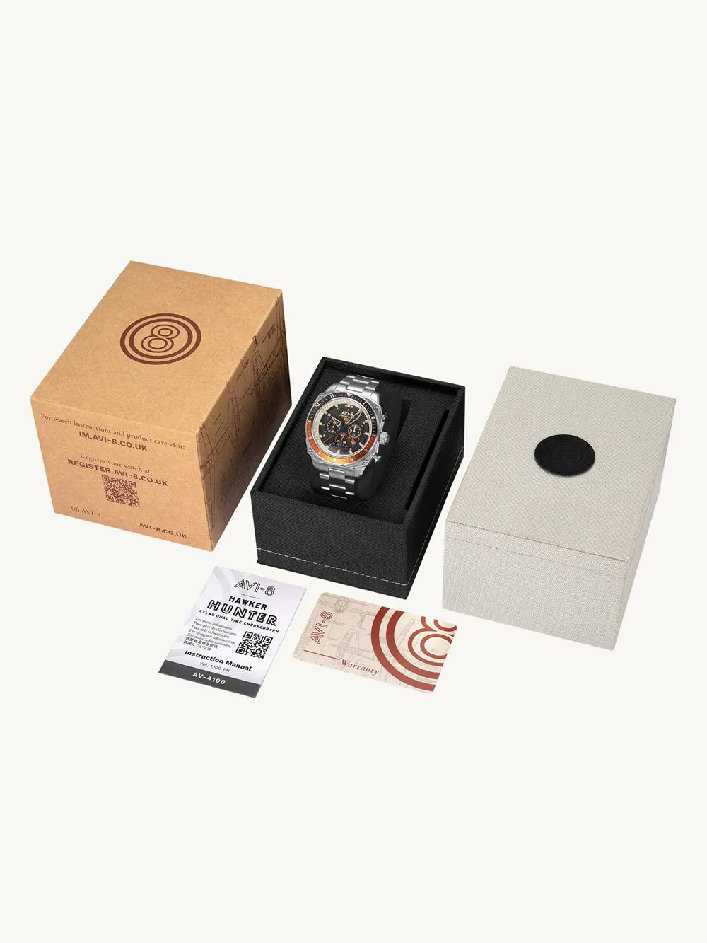 AVI-8 AV-4100-11 Mens Watch Hawker Hunter Dual Time Chronograph 43mm 5ATM