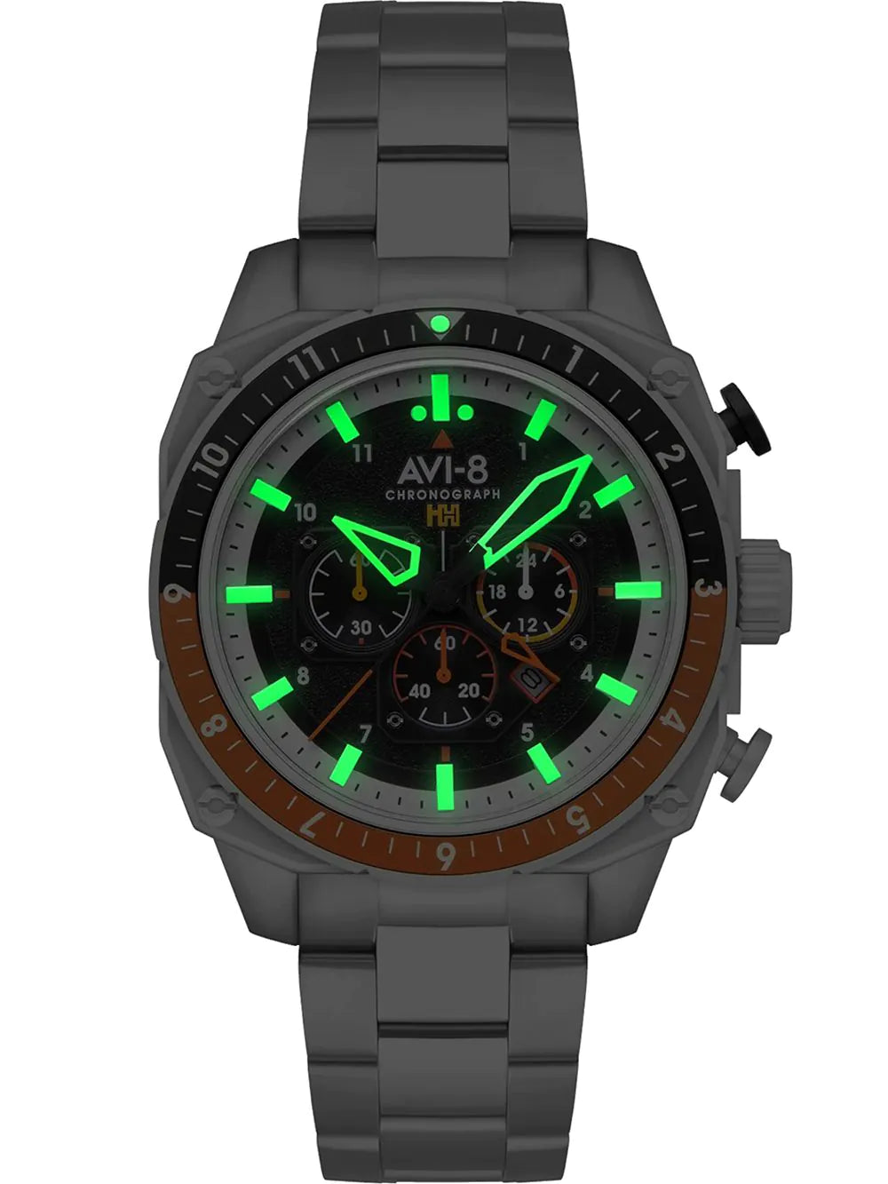 AVI-8 AV-4100-11 Mens Watch Hawker Hunter Dual Time Chronograph 43mm 5ATM