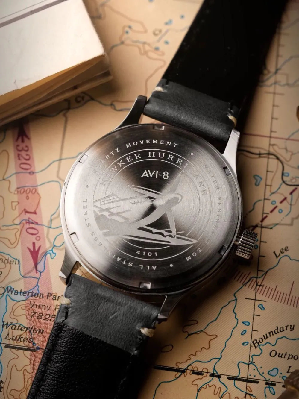 AVI-8 AV-4101-09 Mens Watch Hawker Hurricane McKellar Dual Time 44mm 5ATM